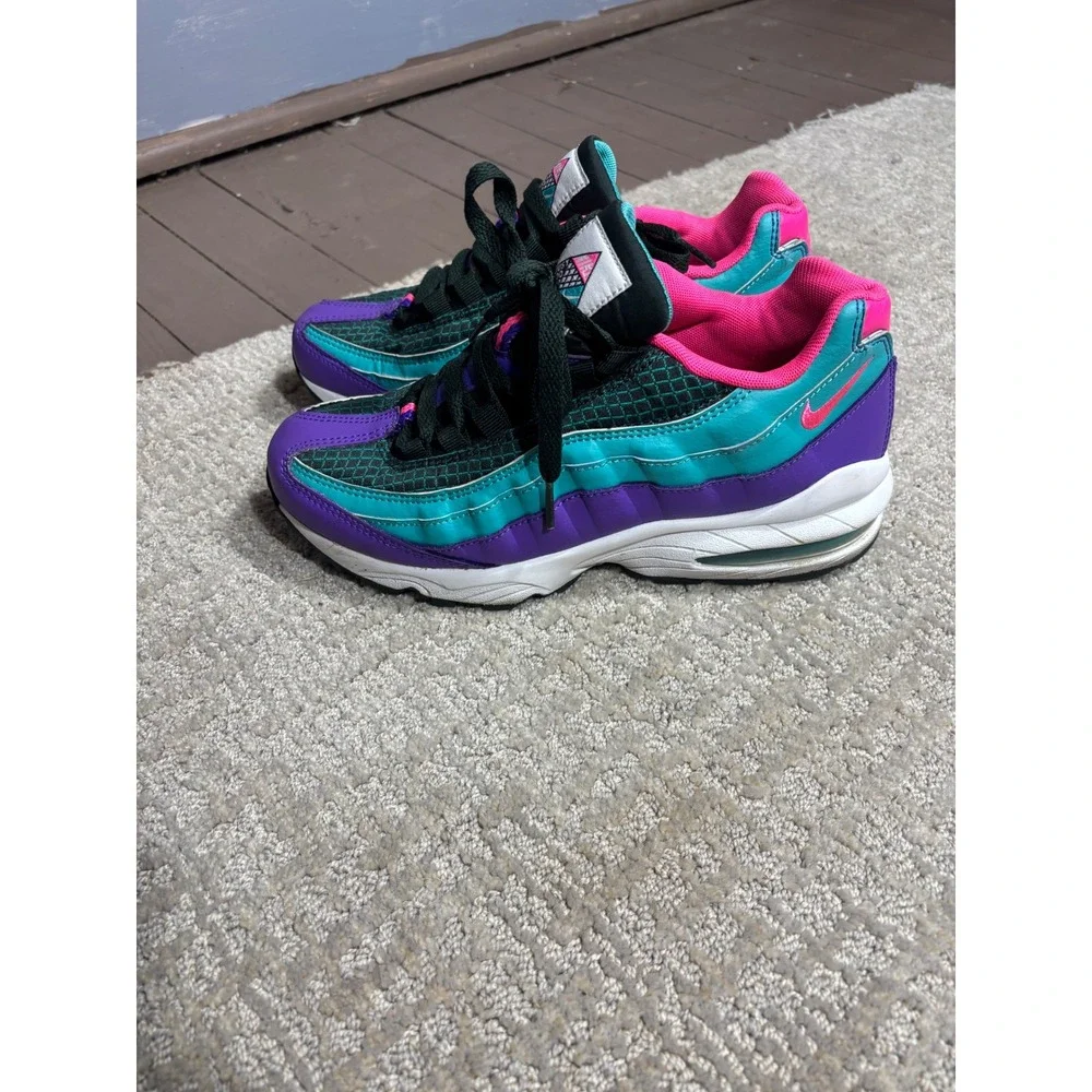 Nike Air Max 95 Youth Shoes Purple Teal Pink Black‎ Athletic Sneakers Size 6Y